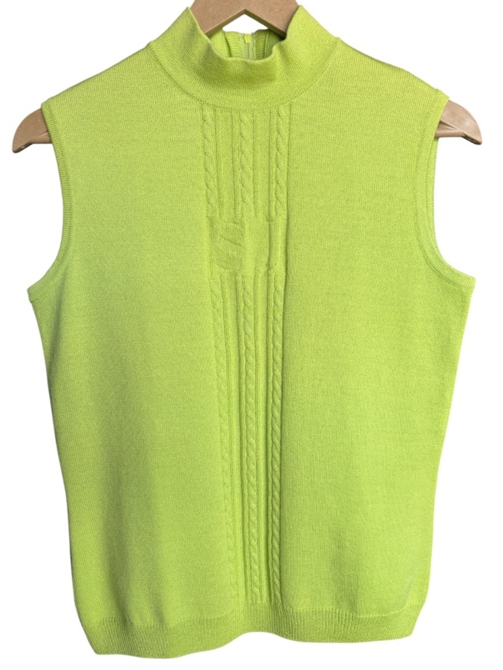 St. John Sport | Lime Green Sleeveless Mock Neck Sweater Vest Zip Back | Size S